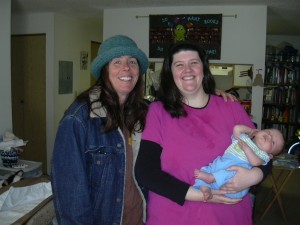 Sleepy Xander with his Momma and Aunt Lauren